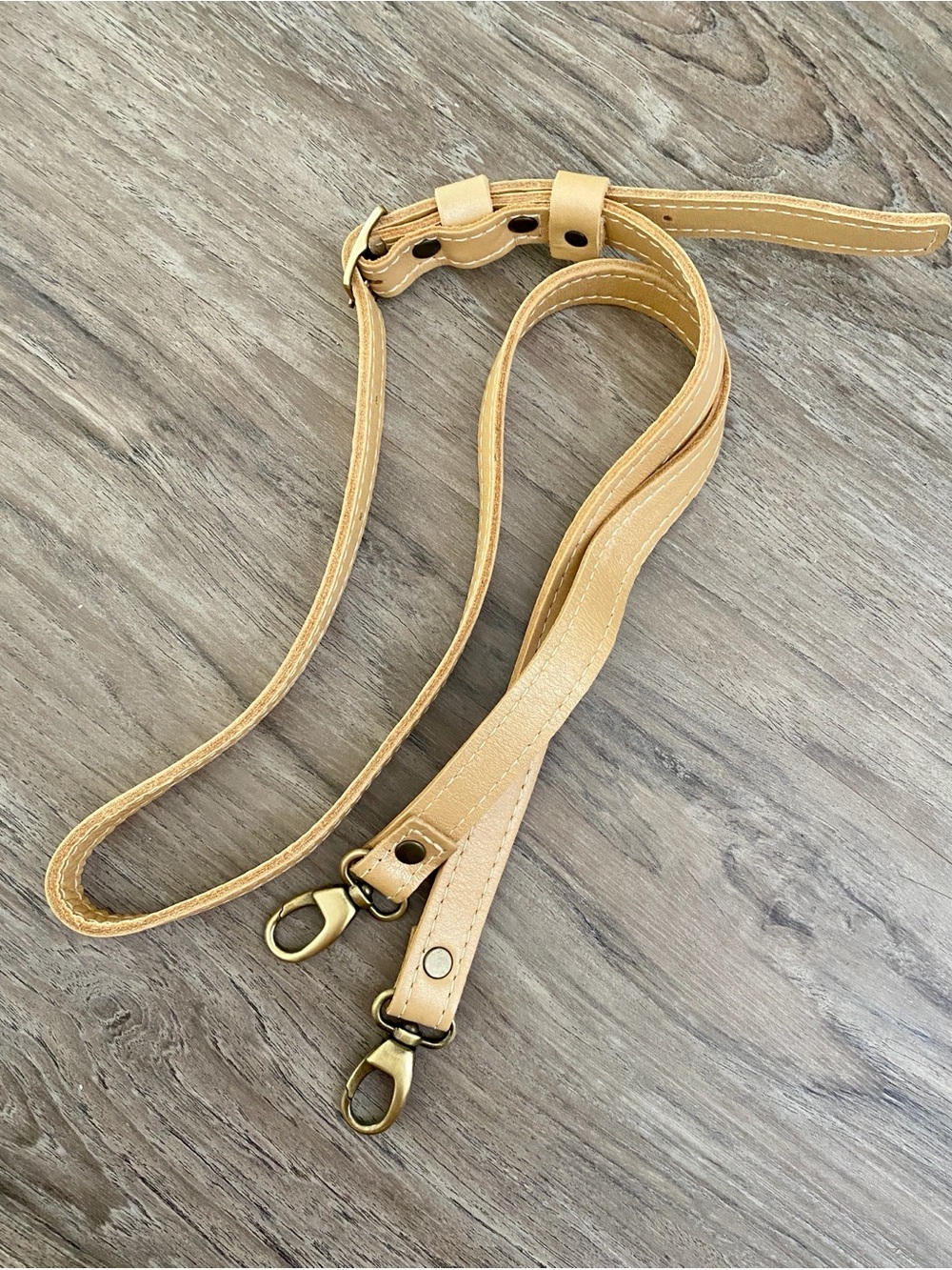 NEW PLG Champagne Crossbody Strap with Antique Brass Clips
